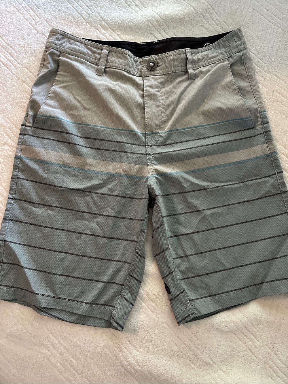 Volcom Men's Gray Striped Athletic Shorts